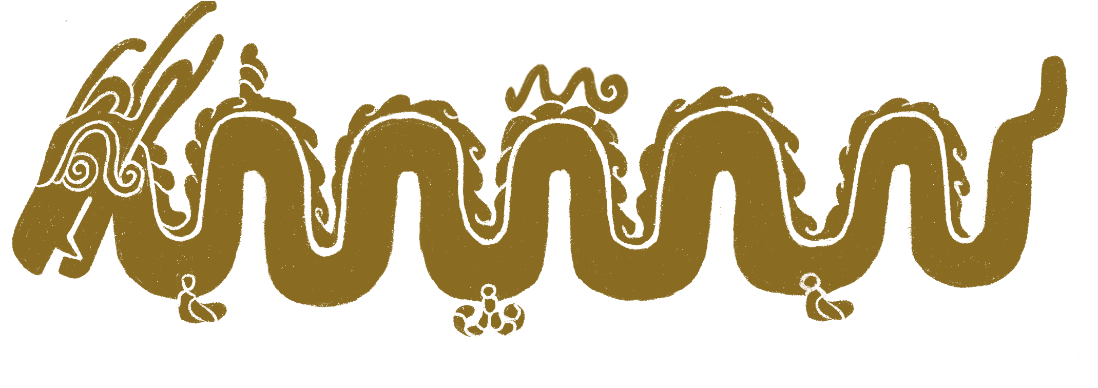 A long, undulating golden serpent illustration in a pre-Columbian indigenous style, symbolizing wisdom and cultural continuity.