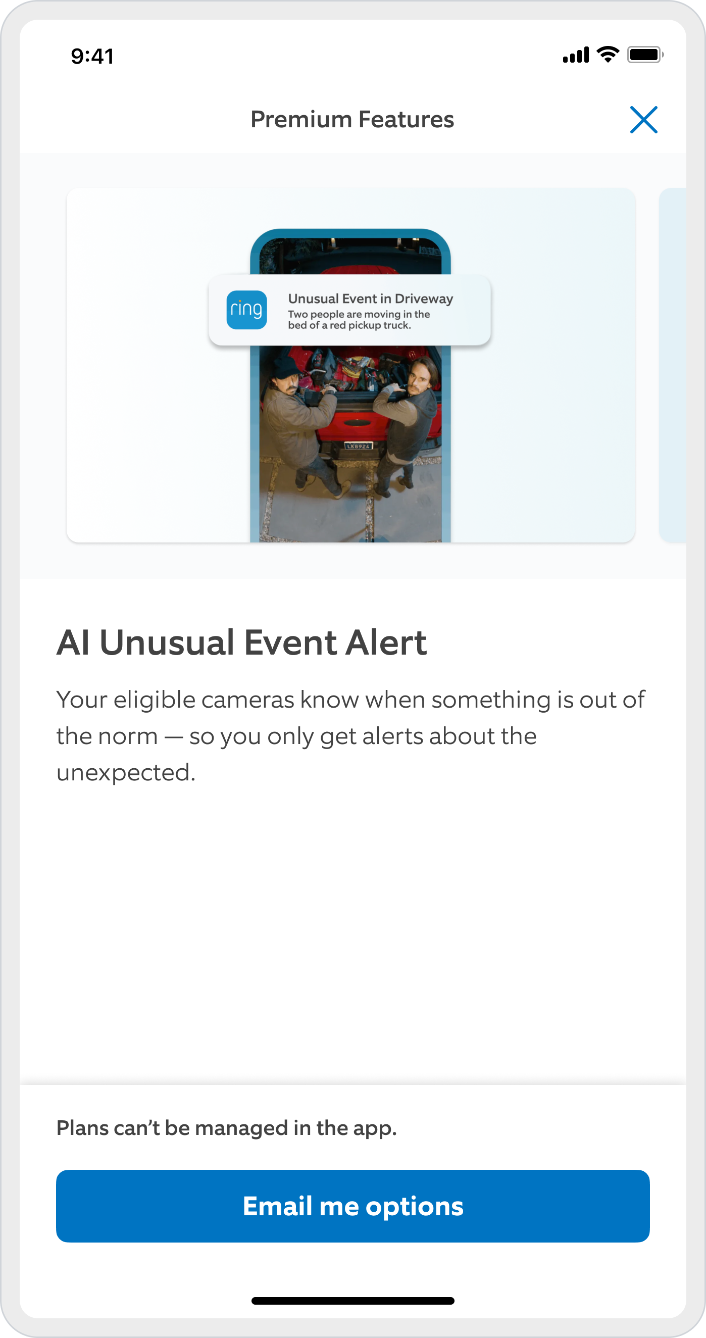 Mobile app screens showing proactive subscription feature discovery ingress points 6
